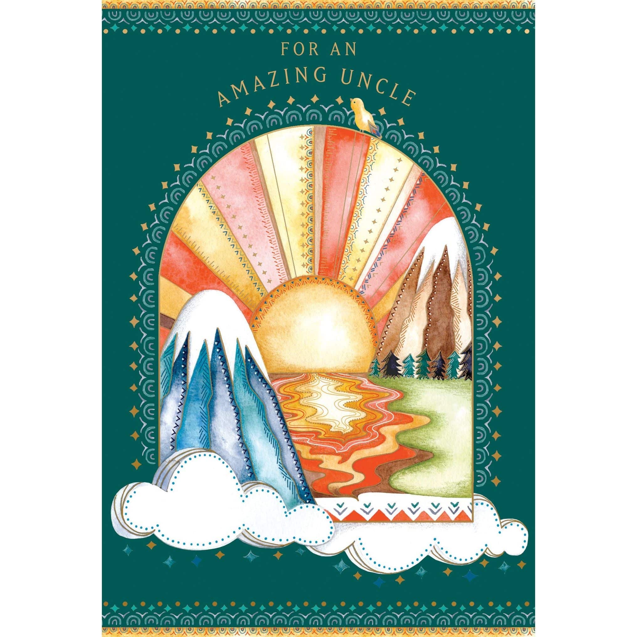 Pictura Mountain Sunrise birthday card featuring a scenic mountain landscape with sunrise colors, perfect for celebrating special occasions.